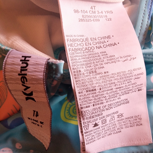 NFS.        Hurley 2 piece set, swimsuit & headband sz 3T, 4T MSRP $38 - Picture 7 of 8